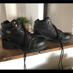 Womens Harley Davidson Leather Motorcycle Lace-up Boots Size 9